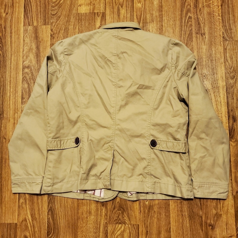 Vintage GAP Utility Field Jacket Women XL Tan Cotton Floral Lined Button Up Y2K - Picture 5 of 10